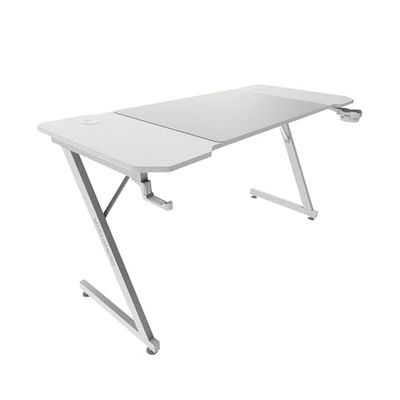 Mars Gaming MGD-X140, Gaming Bureau, Ergonomisch Ontwerp, Koolstofvezel Oppervlak, Metalen Frame, XXL Muismat, Hoofdtelefoon- en Drinkhouder, Kabelbeheer, Gaming Bureau 140x60cm, Wit