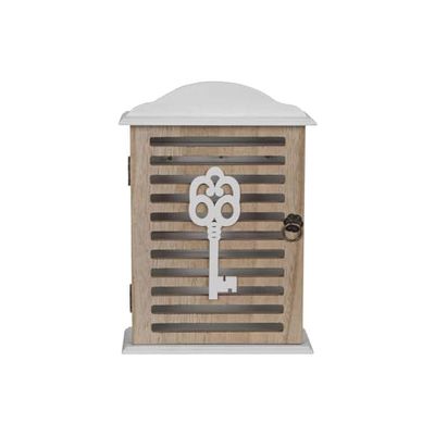 Avilia Sleutelkast met sleuteldecoratie, retro design, van hout, 6 x 19 x 28,5 cm, bruin en wit