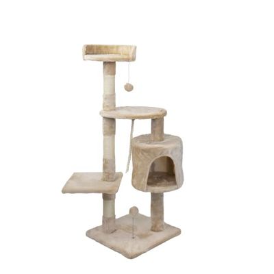 Mobiclinic, Rascador árbol para Gato, Modelo Silvestre, Mediano, para Escalar, 3 Alturas, Soporta hasta 10 kg, con Plataformas y refugios, Juguete Desestresante, Cuerda de sisal, Beige