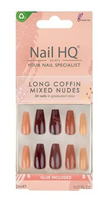 NAIL HQ Long Coffin Mixed Nudes Nails