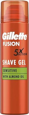 Gillette Fusion, gel da barba da uomo, 200 ml, con olio di mandorle, per pelli sensibili, effetto 5 volte: pulisce, idrata, protegge, rinfresca e lenisce, regalo per uomini