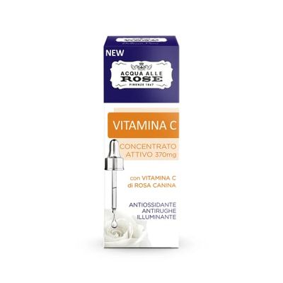Acqua alle Rose, Concentrato Attivo di Vitamina C di Rosa Canina, Siero Antirughe, Antiossidante e Illuminante, Booster Elevata Concentrazione di Vitamina C, Per Pelli Spente e Opache - 30 ml