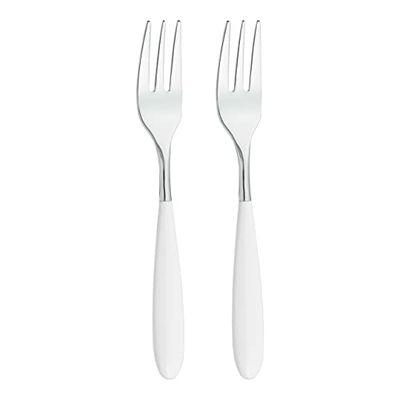 Rockingham Forge Yin and Yang Lot de 2 fourchettes à gâteaux de luxe en acier inoxydable 18/10 – poignées en blanche, plastique PBT