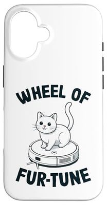 Wheel Of Fur-Tune Cat On Robot Vacuum Cleaner Cat Case for iPhone 16