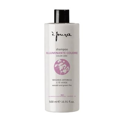 È Pura - Shampoo Color Care - Trattamento per Capelli Colorati - Con Wasabi e The Verde - 500 ml