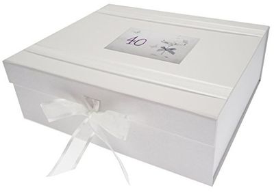 WHITE COTTON CARDS C40A4 40th Birthday, Large Keepsake, Coupé Glass, Wood, 27.2x32x11 cm
