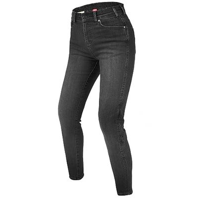 REBELHORN Classic III Lady motorjeans voor dames, voering van aramidevezel, knie- en heupbeschermers SAS-Tec | Skinny Fit, Gewassen zwart, 32W x 30L