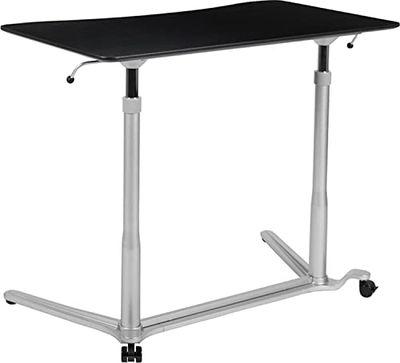 Flash Furniture Sit-Down, ergonomisch, computertafel, staand bureau, metaal, zwart, 37,375" B x 20,5" D x 29" - 40,75" H