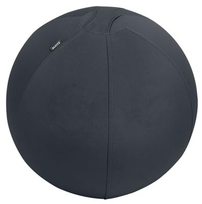 Leitz Balón de Asiento Ergo Active Antideslizante, Diseñado Ergonómicamente como Alternativa a la Silla de Escritorio, 55 cm de Diámetro, Incluye Funda de Tela, Bomba Aire Manual, 2 Tapones, 65410089