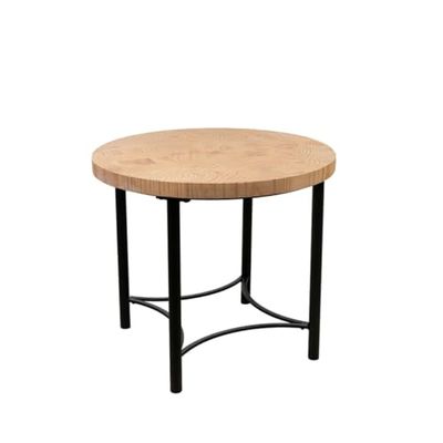 Romimex Mesa Auxiliar Negro Natural Metal Madera de Pino 50 x 52 x 50 cm
