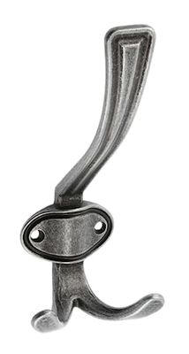 GTV - Coruna Coat Hook Large - Surface: Antique Silver - Height: 158 mm Width: 66 mm - Coat Hooks for Door, Bathroom, Kitchen, Hallway, Office, DIY Metal Hooks, Coat Hooks, Hat Hooks, Wall Hooks