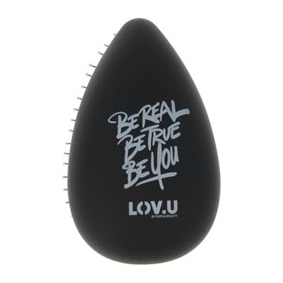 PARSA Beauty LOV.U Brosse Démêlante Wet & Dry (Noir) Brosse à Cheveux avec Épingles en Nylon Multi-Flexible Brosse à Cheveux Brosse à Cheveux Brosse à Cheveux Femme Brosse à Cheveux
