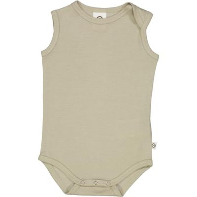 Müsli by Green Cotton Unisex Baby Woolly Silk Sleveless Body Base Layer, zielony (Soft Green), 98