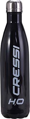 Cressi Water Bottle H20 Stainless Steel Botella Deportiva Inoxidable, Unisex Adulto, Negro/Acero, 750 ML
