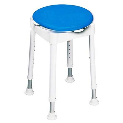 Mobiclinic, Taburete de baño Redondo Giratorio, Arrecife, con ventosas, Rotación 360º, Marca española, Regulable en Altura, Ducha, Patas Antideslizantes, Portátil