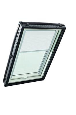 Roto Estor Plegable Original ZFA para claraboya, riel de guía, Plateado, para tragaluz, Serie Designo R4/R7 y Classic K 43/73, tamaño 074/118, Color de la Tela Blanco