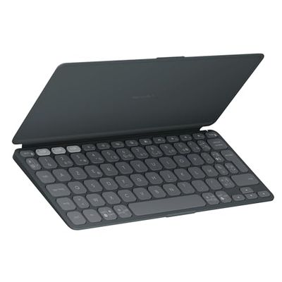 Logitech Keys-To-Go 2, clavier Bluetooth portable pour tablette avec coque intégrée, clavier sans fil compact ultra-mince pour Windows, Android, Linux, iPad, iPhone, Mac, Apple TV, AZERTY FR -Graphite