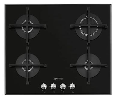 SMEG PV164N2 Piano Cottura Nero Incasso Gas, 3000 W, Vetro