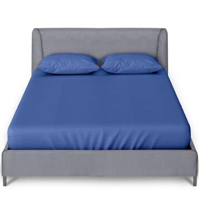 GC GAVENO CAVAILIA Percale Super King Size Fitted Sheets | Plain Dyed Bedding | 25Cm Anti Wrinkle Non Iron Polycotton Bed Sheet | Royal Blue