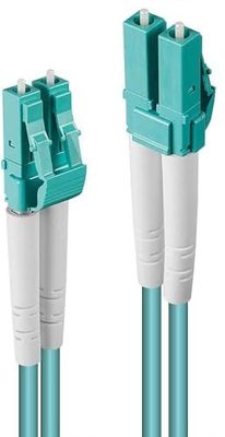 Lindy LC-LC OM3 50/125 Fibre Optic Patch Cable - Aqua, 50m