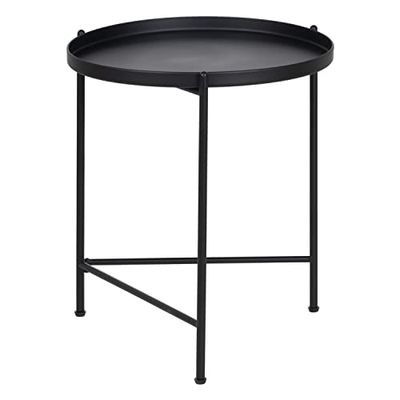 Bijzettafel 50 x 50 x 58 cm, zwart metaal (2 stuks)