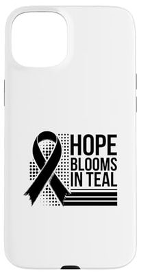 La speranza fiorisce nel combattente di Teal per la consapevolezza del cancro ovarico Custodia per iPhone 15 Plus