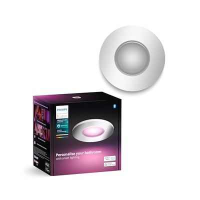 Philips Hue White & Color Ambiance Xamento faretti da incasso 1 confezione, luci da bagno dimmerabili per il sistema di illuminazione Hue, controllo intelligente della luce tramite voce e app.