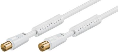 Goobay 67375 Cavetto antenna coax (80 dB) coassiale in ferrite schermatura doppia - contatti placcati in oro Spina coassiale > Presa coassiale (schermatura completa)
