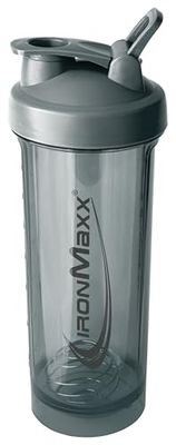 IronMaxx Premium Shaker – Ash Grey 700 ml | Shaker para proteínas con bola mezcladora y escala | Hermético, de plástico AS+PP | Para batidos cremosos en casa, gimnasio o donde estés