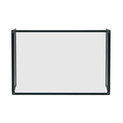 Bi-Office Trois écrans de séparation protectrice en verre pour le bureau, avec charnières et cadre en aluminium noir, 120 x 90 cm et deux 60 x 90 cm