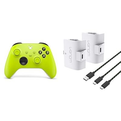 Xbox Wireless Controller Electric Volt+Venom High Capacity 1100mAh Rechargeable Battery Twin Pack - White Series X & S One