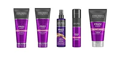 John Frieda Miraculous Recovery Sleek Bangs & Buns Bundle Smoothing & Nourishing Shampoo, Conditioner, Leave In Conditioner, Hairspray & Touch Up Crème for Medium to Thick Hair Tames Frizz & Flyaways