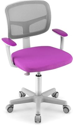 FANTASK Chaise de Bureau pivotante à 360° - avec 5 Roues verrouillables - Chaise d'ordinateur réglable en Hauteur de 80 à 91,5 cm - avec Dossier et accoudoirs - pour Enfants de 3 à 10 Ans - Violet