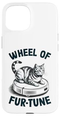 Wheel Of Fur-Tune Cat On Robot Vacuum Cleaner Cat Case for iPhone 15