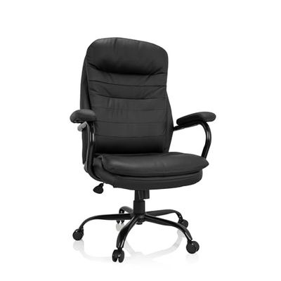 hjh OFFICE 729436 Fauteuil de Direction Relax XXL B Fauteuil de Bureau à Haut Dossier, Charge maximale 180 kg, rembourré, Noir