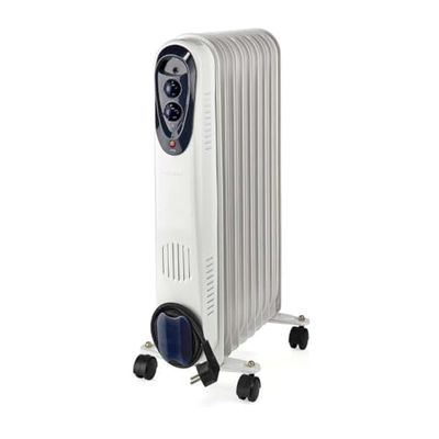 Nedis Mobiele Olieradiator - 800/1200 / 2000 W - 9 Vinnen - Instelbare thermostaat - 3 Warmte Standen - Omvalpreventie - Wit