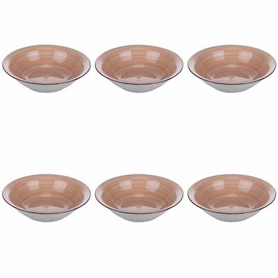 Set van 6 soepborden, Ø 21,2 cm, van aardewerk, handbeschilderd, terracotta, 4 tinten