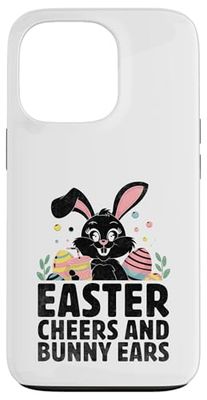 Saludos de Pascua y orejas de conejo de Pascua Chocolate con huevo Carcasa para iPhone 13 Pro