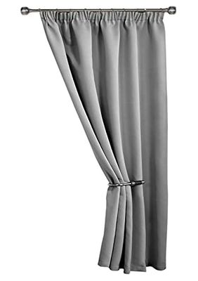 Emma Barclay – mörkläggningsgardin för sovrum värmeisolerad vävd pennveck mörkläggningsgardin Cali-samling (167 cm x 213 cm) (grå)
