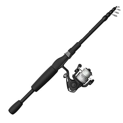 Zebco 33 Micro Carrete Giratorio y caña de Pescar telescópica, caña de Pescar telescópica Extensible de 19 Pulgadas a 5 pies con Mango de caña ComfortGrip, Carrete de Pesca antirretroceso Quickset,