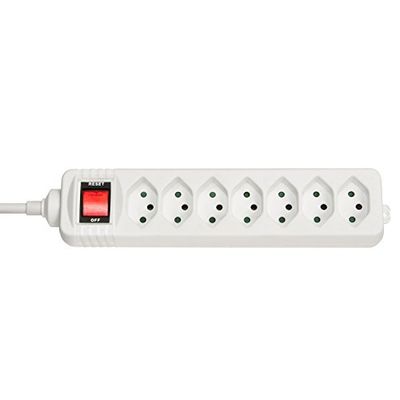 Lindy 73168 Zwitserse stekkerdoos met schakelaar, 7-voudig, wit