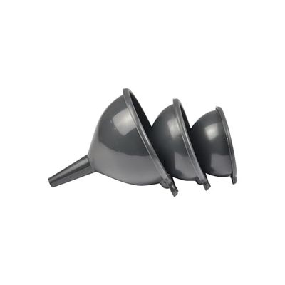 Homea, Juego de 3 embudos de plástico D10 cm, D12 cm, D14 cm, Color Antracita