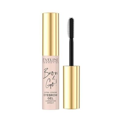 Eveline Cosmetics Brow & Go! Gel de cejas transparente ultra fuerte – Alcanza cejas laminadas con fórmula vegana, 10 ml