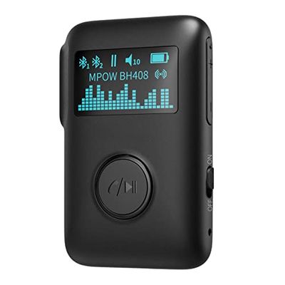 ANSTA Receptor Bluetooth, tecnología Bluetooth 5.0, Pantalla de Pantalla, cancelación de Ruido Dual DSP, cancelación de Ruido HVAC 8.0, Tiempo de reproducción de 12 Horas, Sonido Envolvente 3D Negro