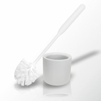 York Brush with Holder Toilet Cleaning for Hotel Inn Pension Restaurant Modern White 35 x 11 cm, 90% recycled granules, standard size