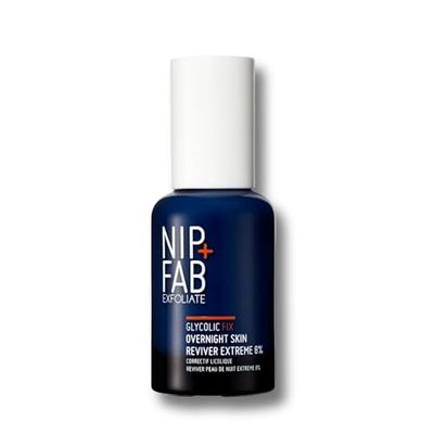 Nip+Fab Glycolic Fix Overnight Skin Reviver Extreme 8%, 45 ml, Face Skin Exfoliant with Lactic Acid and Special Formula to Soften, Hydrate and Regenerate