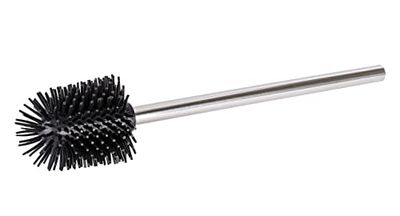 WENKO 22919100 Silicone toilet brush with stainless steel handle - Toilet brush with spare silicone head, Silicone, 8 x 35 x 8 cm, Black