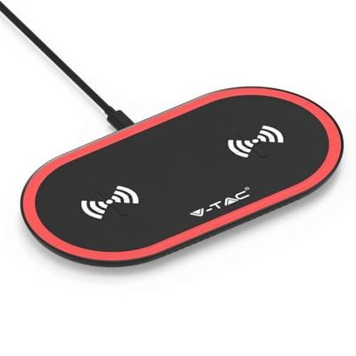 Draadloze oplader met pad, 5 + 5 W, kleur rood en zwart