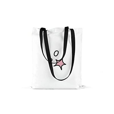 Bonamaison Printed Tote Bag, Reusable Grocery Bag, Shopping Bag, Machine Washable, Foldable, Canvas Cloth Bag with Black Handles, Size: 48x55 Cm