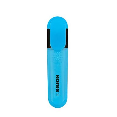 Kores - Bright Liner Plus : Surligneurs Bleus Fluorescents, Pointe Biseautée, Encre à Base d'Eau, Forme Ergonomique, Fournitures Scolaires et de Bureau, Paquet de 10